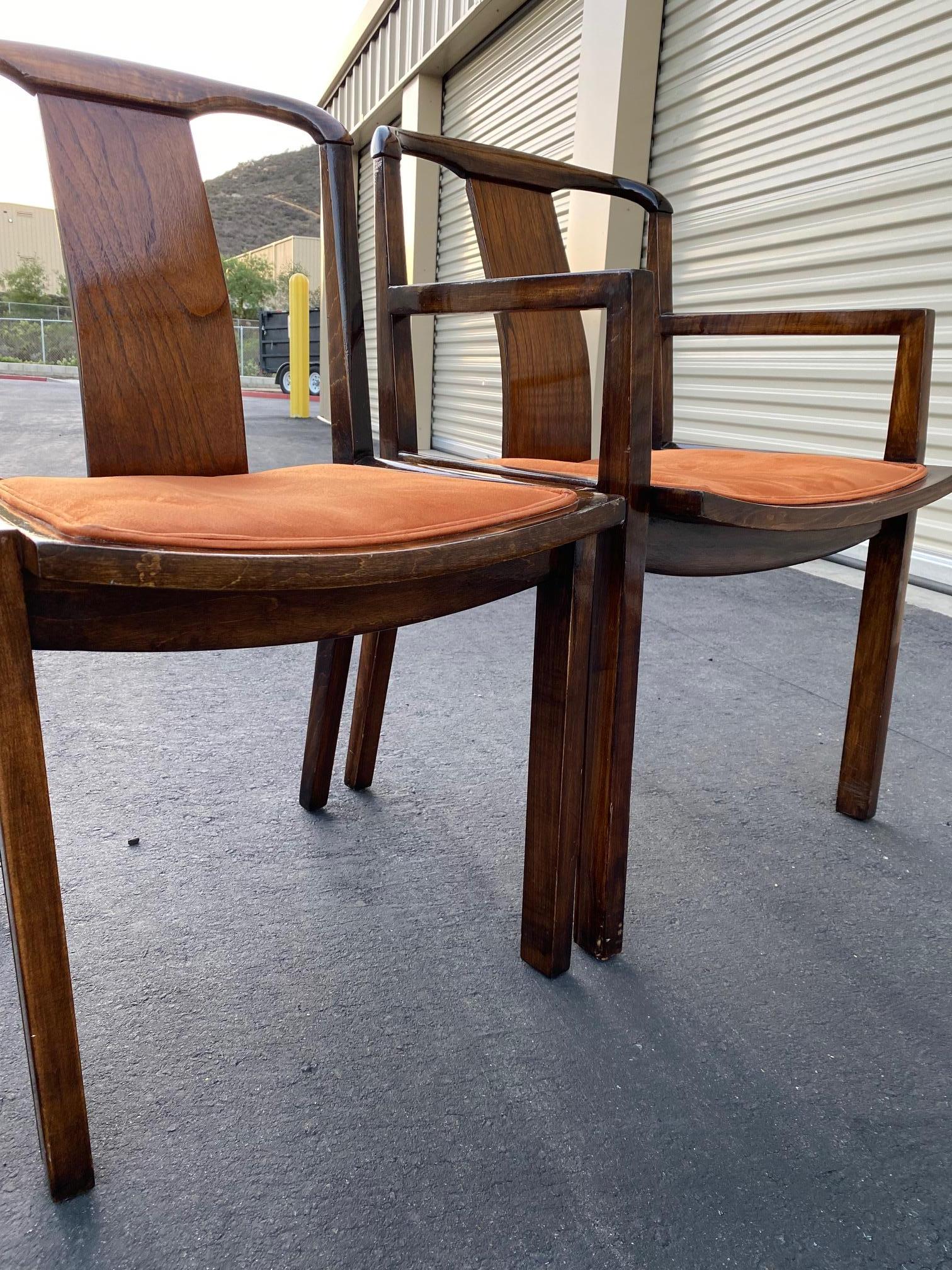 Mid Century 1950's Baker Sculptural Walnut Wood Dining Chairs by Michael Taylor 13