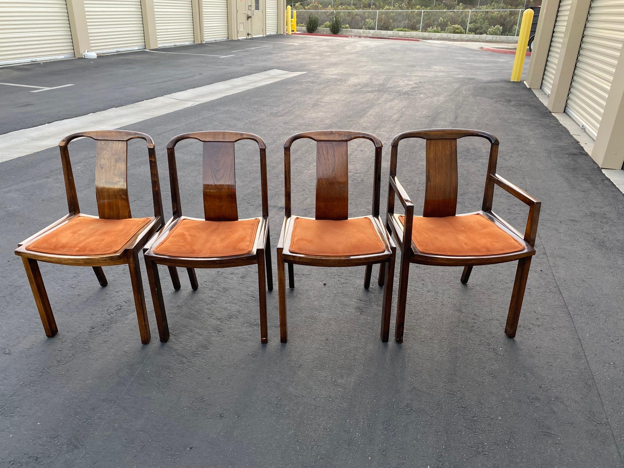 Mid-Century Modern Mid Century 1950's Baker Sculptural Walnut Wood Dining Chairs by Michael Taylor