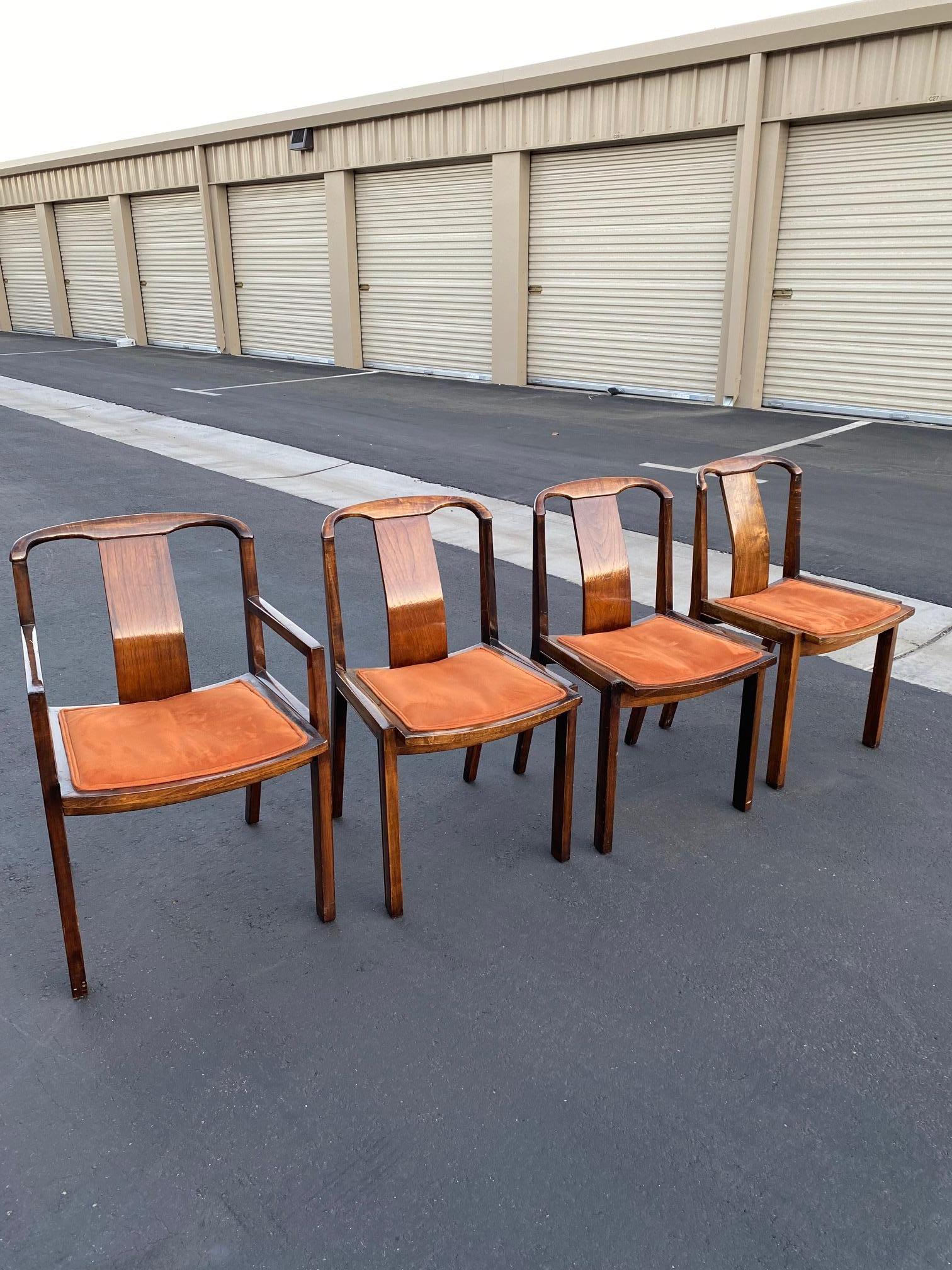 Unknown Mid Century 1950's Baker Sculptural Walnut Wood Dining Chairs by Michael Taylor