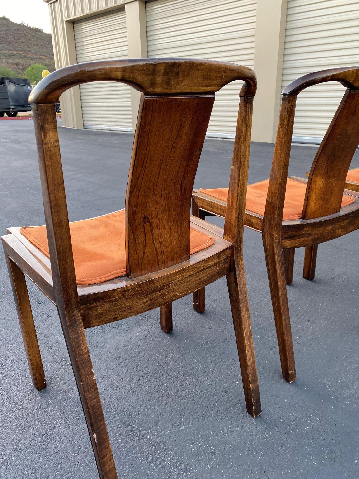 Mid Century 1950's Baker Sculptural Walnut Wood Dining Chairs by Michael Taylor In Good Condition In Spring Valley, CA