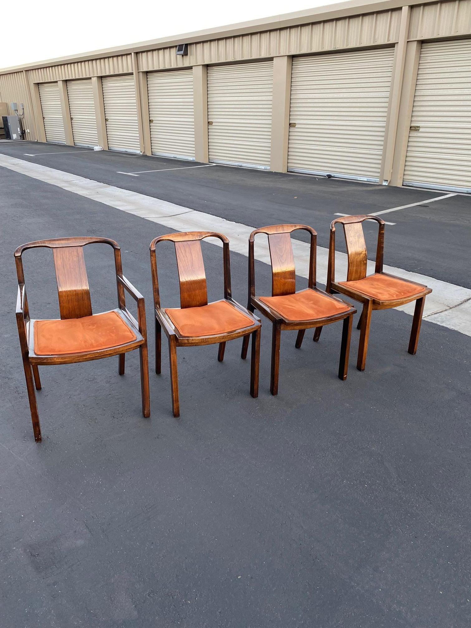 Mid-20th Century Mid Century 1950's Baker Sculptural Walnut Wood Dining Chairs by Michael Taylor
