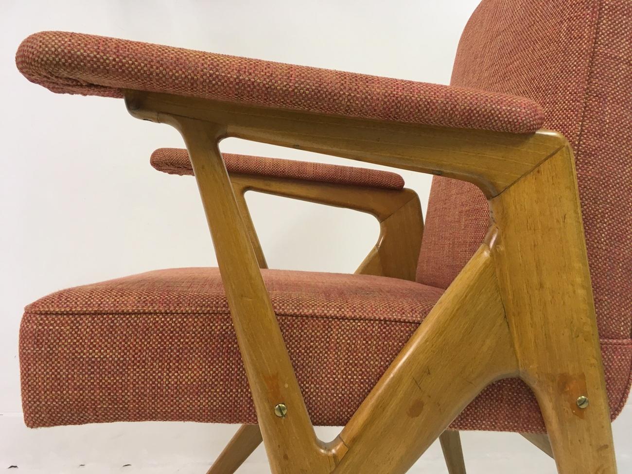 20th Century Midcentury 1950s Geometric Shaped Italian Armchair