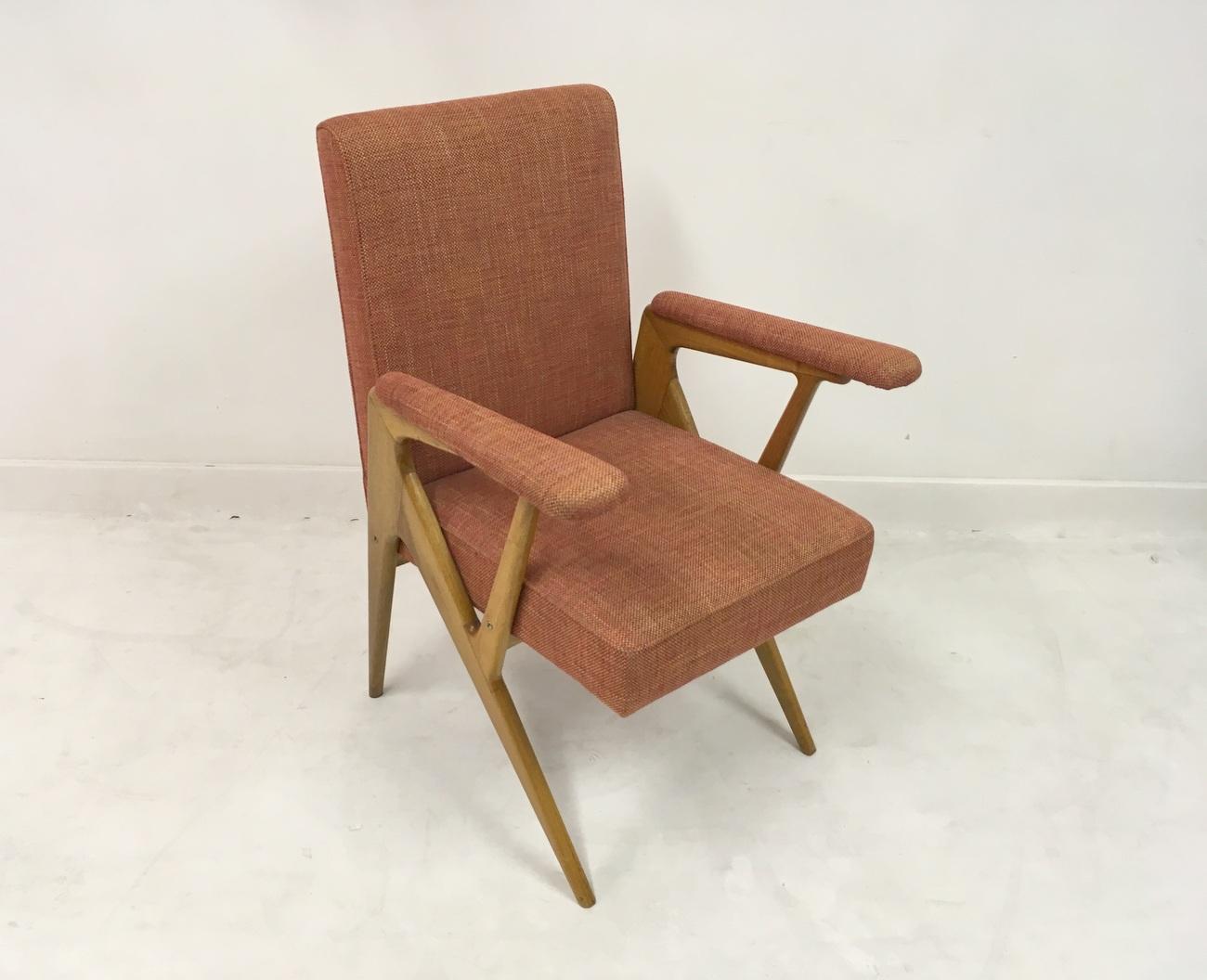 Midcentury 1950s Geometric Shaped Italian Armchair 2