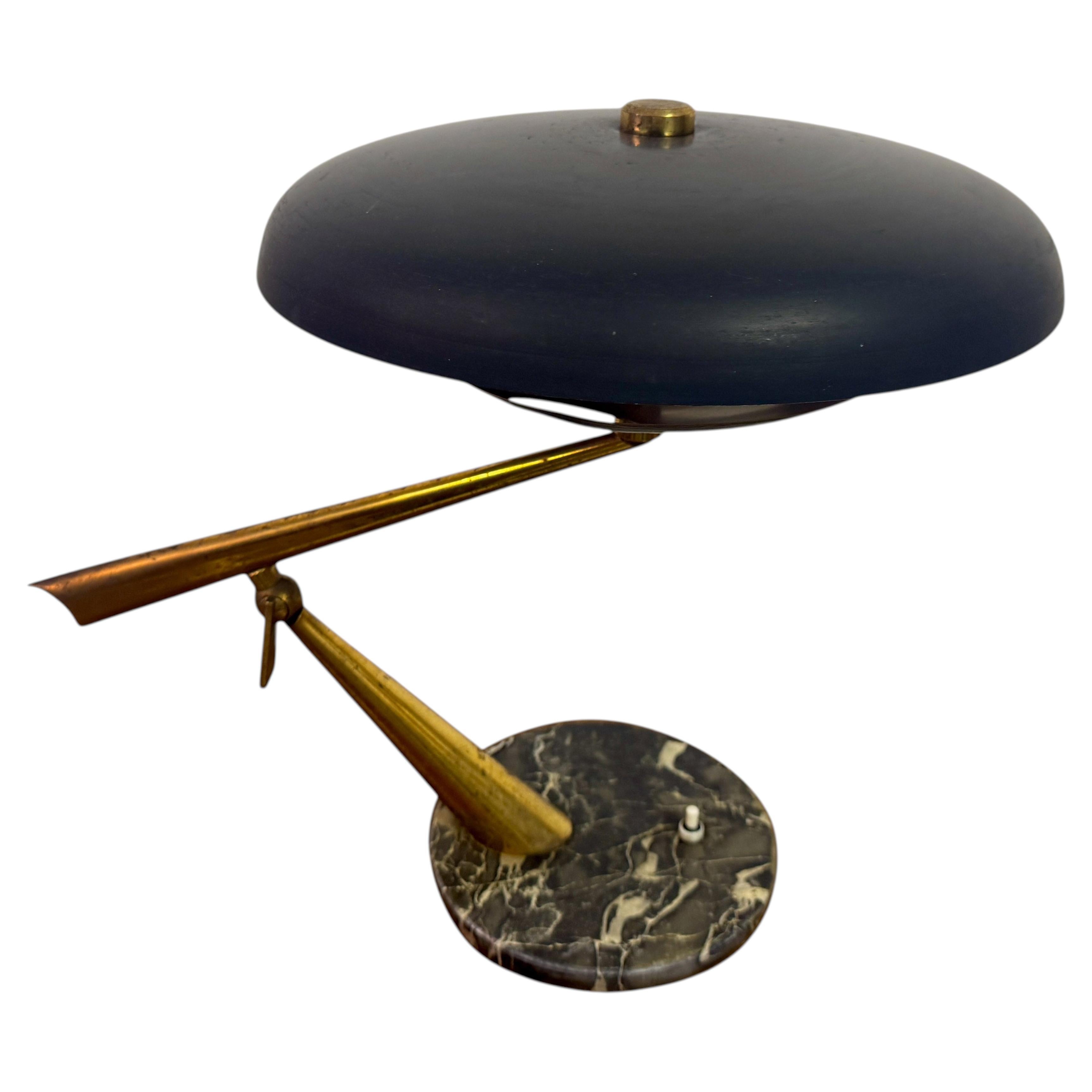 Mid Century 1950s Italian Brass and Marble Table Lamp by Oscar Torlasco