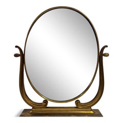 Mid Century 1950s Italian Brass Vanity or Dressing Table Mirror