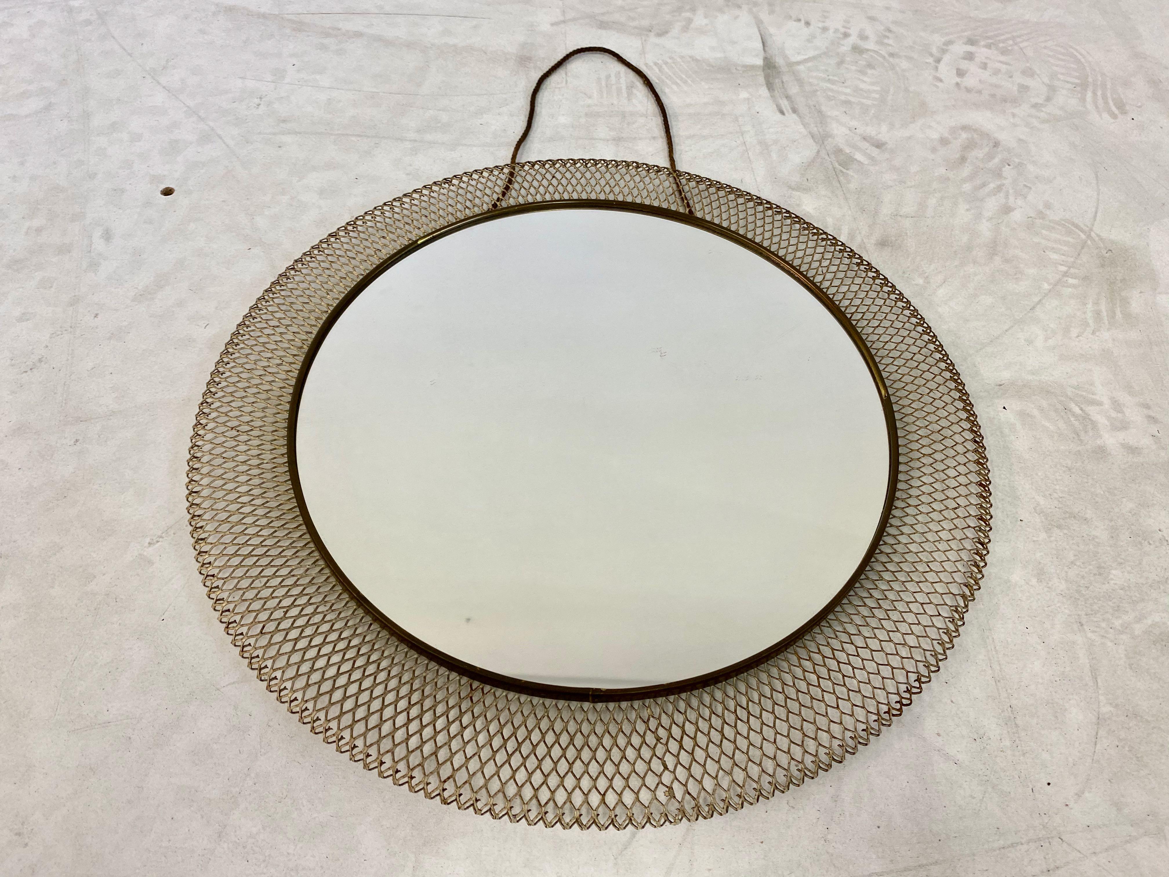Mid-Century Modern Midcentury 1950s Italian Circular Mesh Mirror