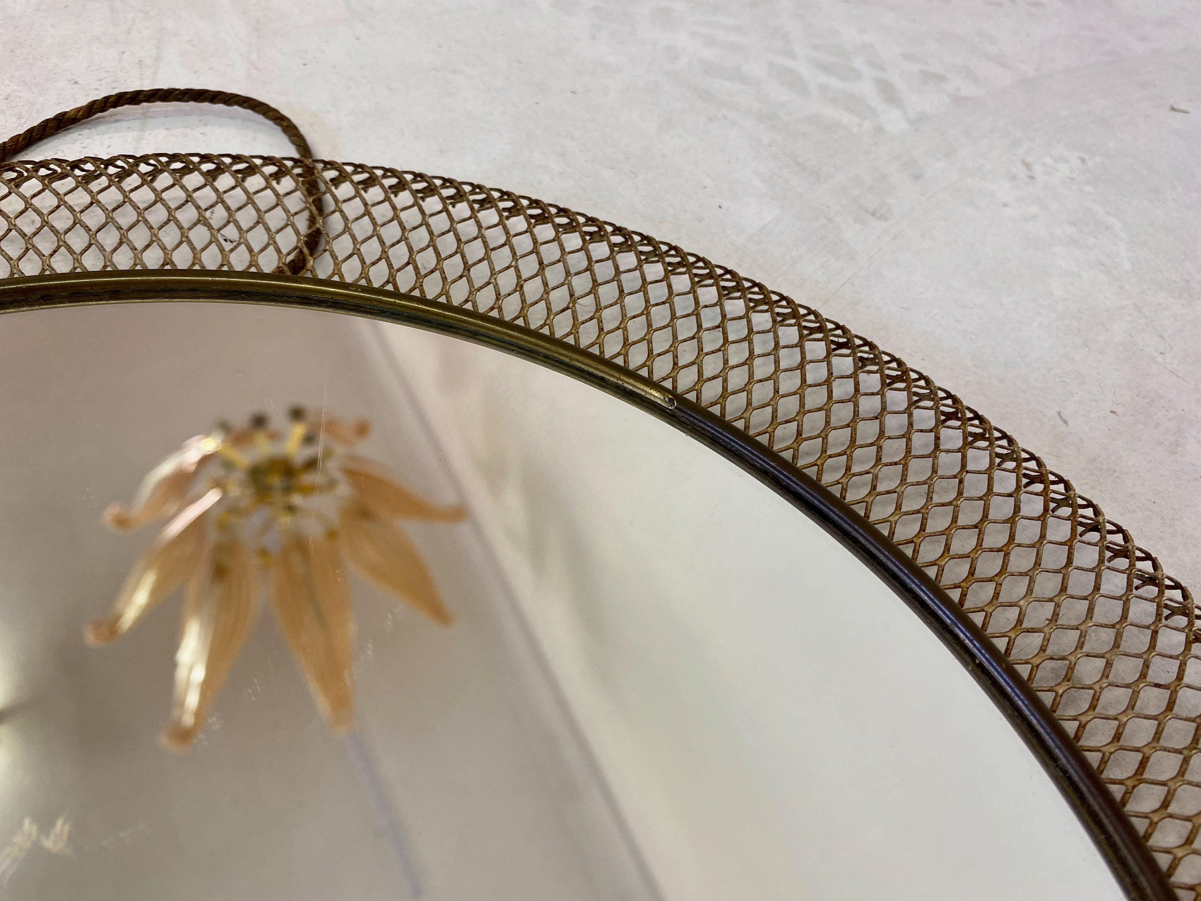 Midcentury 1950s Italian Circular Mesh Mirror 2