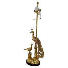 Mid Century 1950’s Marbro Brass Peacock Table Lamp Hollywood Regency