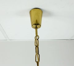 Midcentury 1950s Pendant Lamp Kalmar Franken Ice Glass Textured Glass Brass