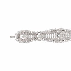 Mid-Century 1950s Platinum 43.25ct Wide Fancy-Cut Diamond Link Bracelet