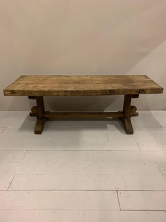 Midcentury 1950s Rustic Farmhouse French Planked Oak Refectory Table