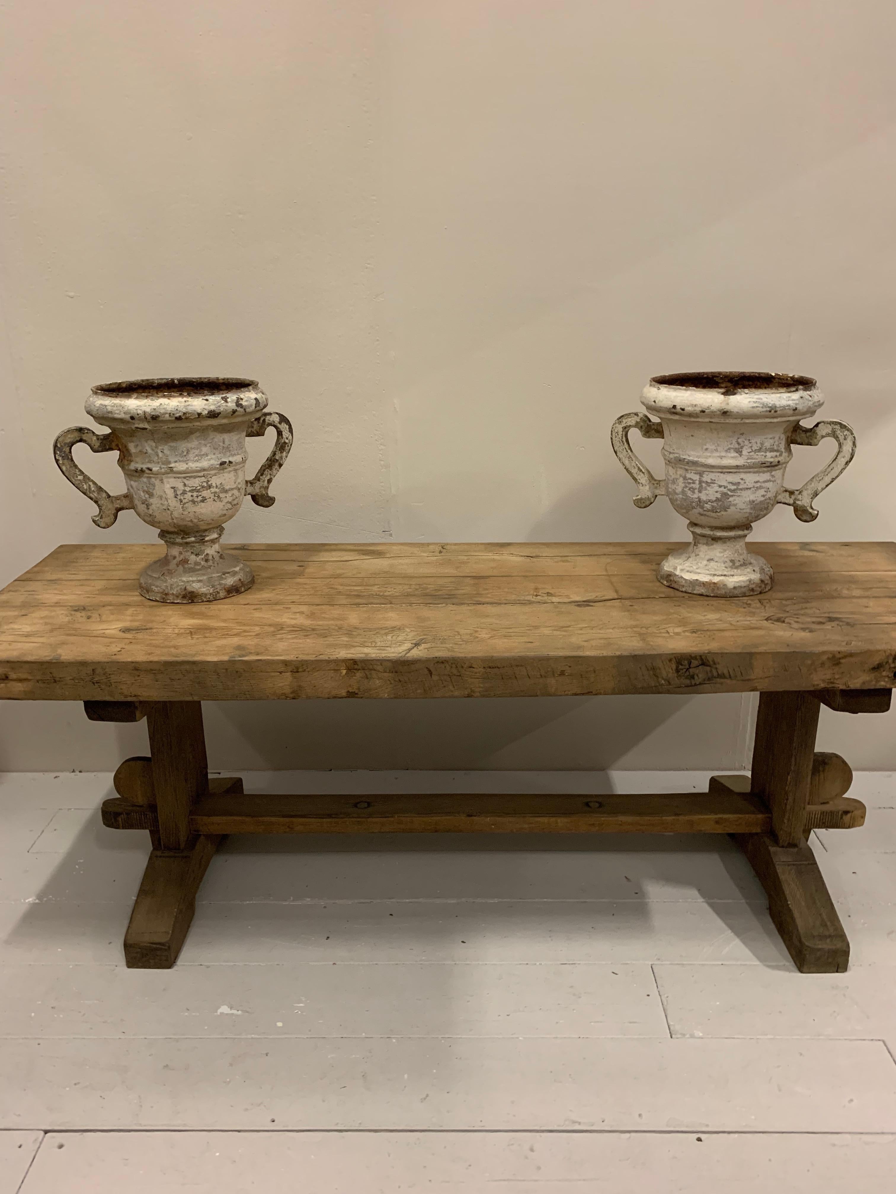 Midcentury 1950s Rustic Farmhouse French Planked Oak Refectory Table 3