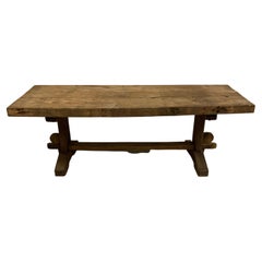 Retro Midcentury 1950s Rustic Farmhouse French Planked Oak Refectory Table