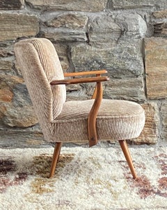 Mid century 1950's Scandinavian cocktail armchair with new upholstery