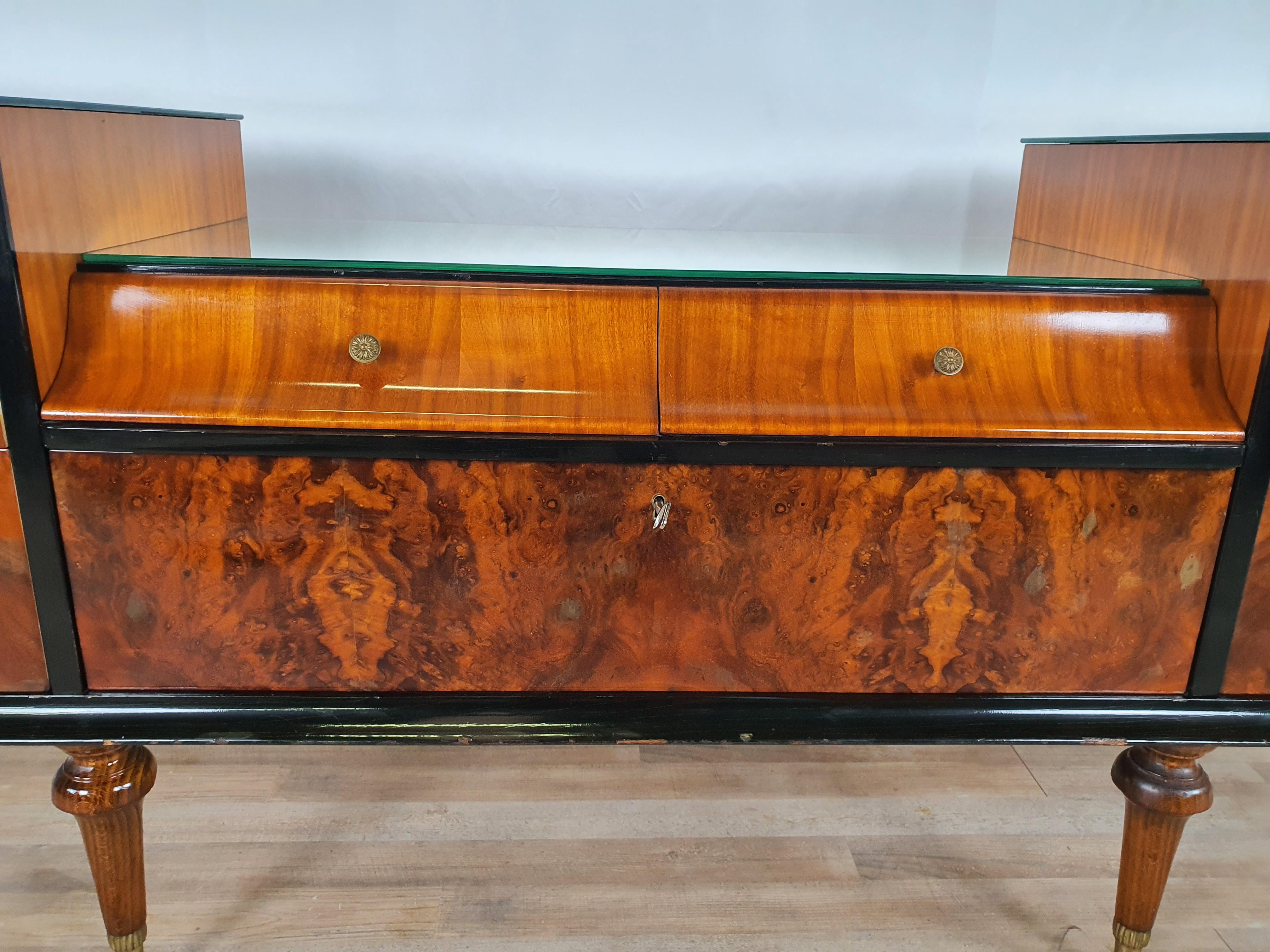 Mid Century 1950s Sideboard with Mirrored Tops 7