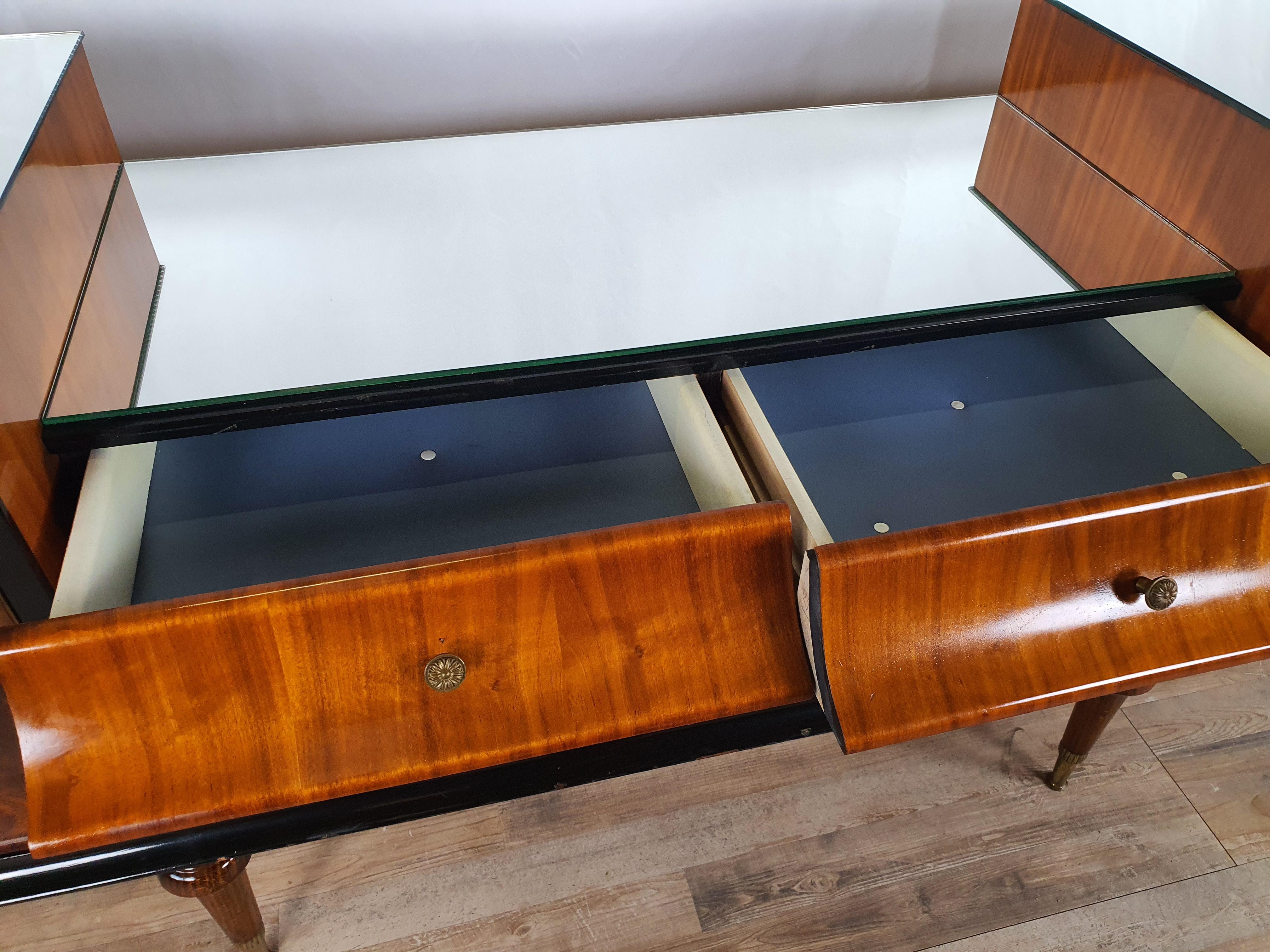 Mid Century 1950s Sideboard with Mirrored Tops 8
