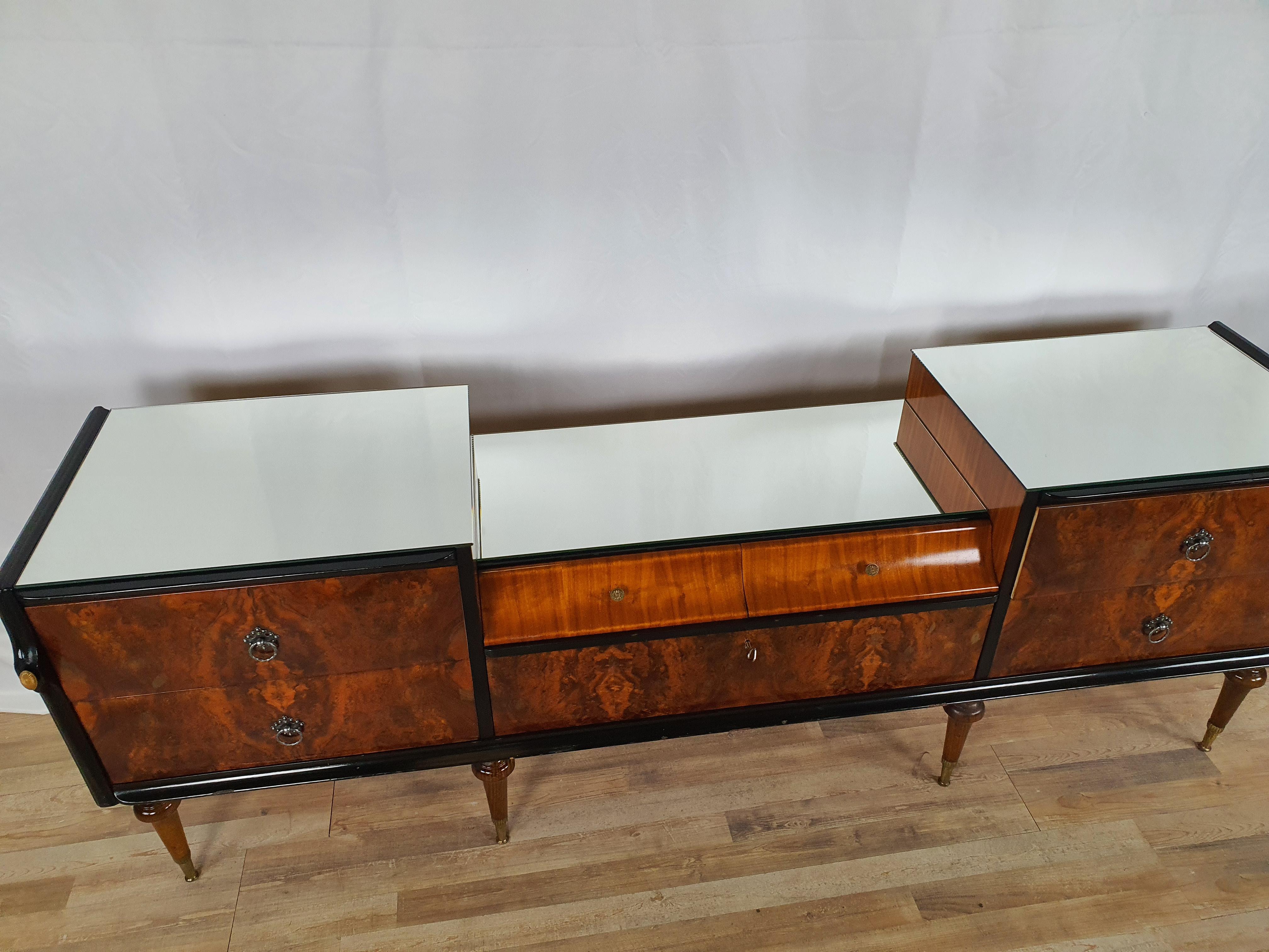 Mid-Century Modern Mid Century 1950s Sideboard with Mirrored Tops