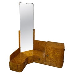 Mid-century 1950s Sycamore Veneer Corner Dressing Table