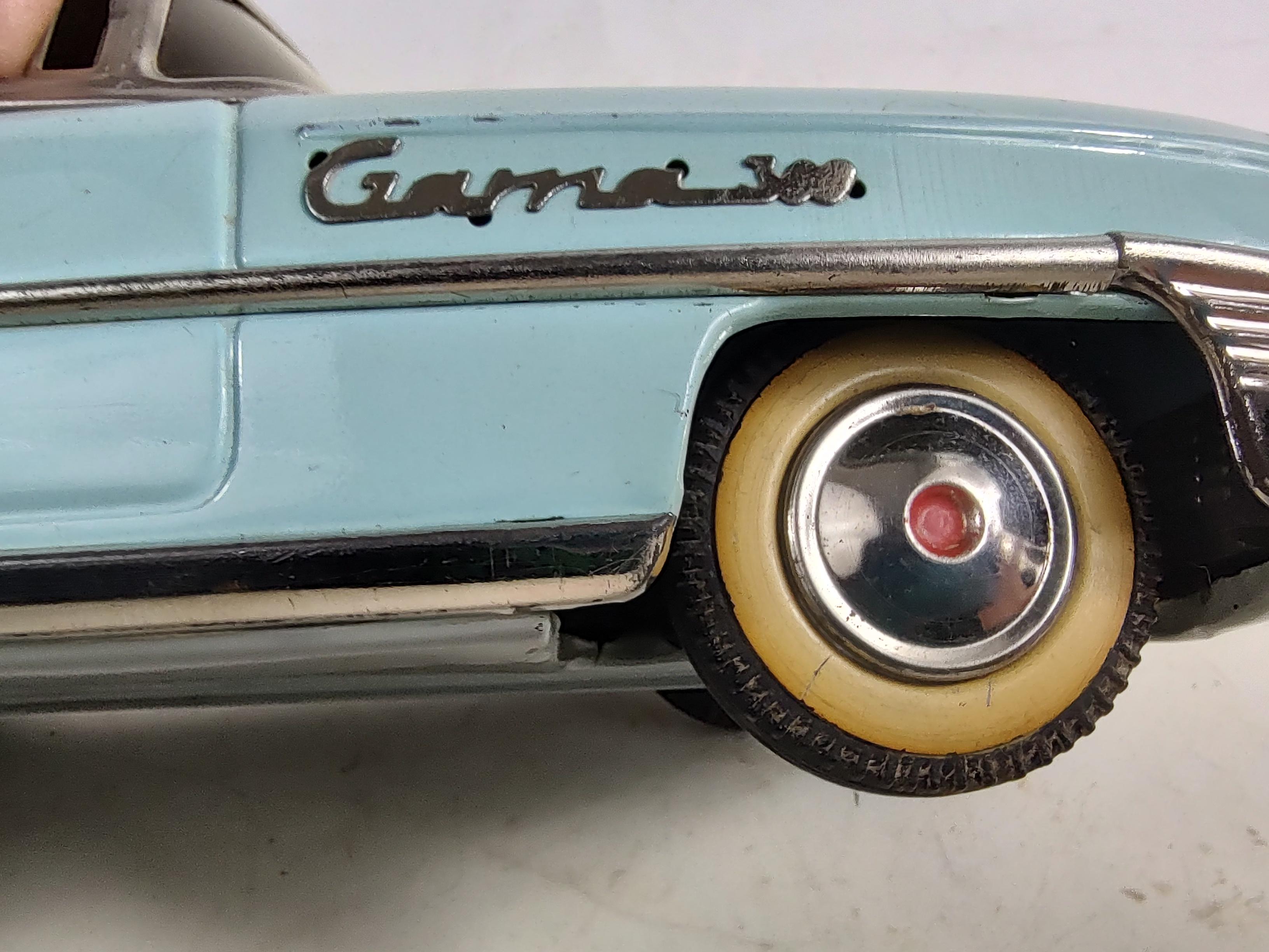 Hand-Crafted Mid Century 1955 Gama Cadillac Sedan Toy Car Tin Litho