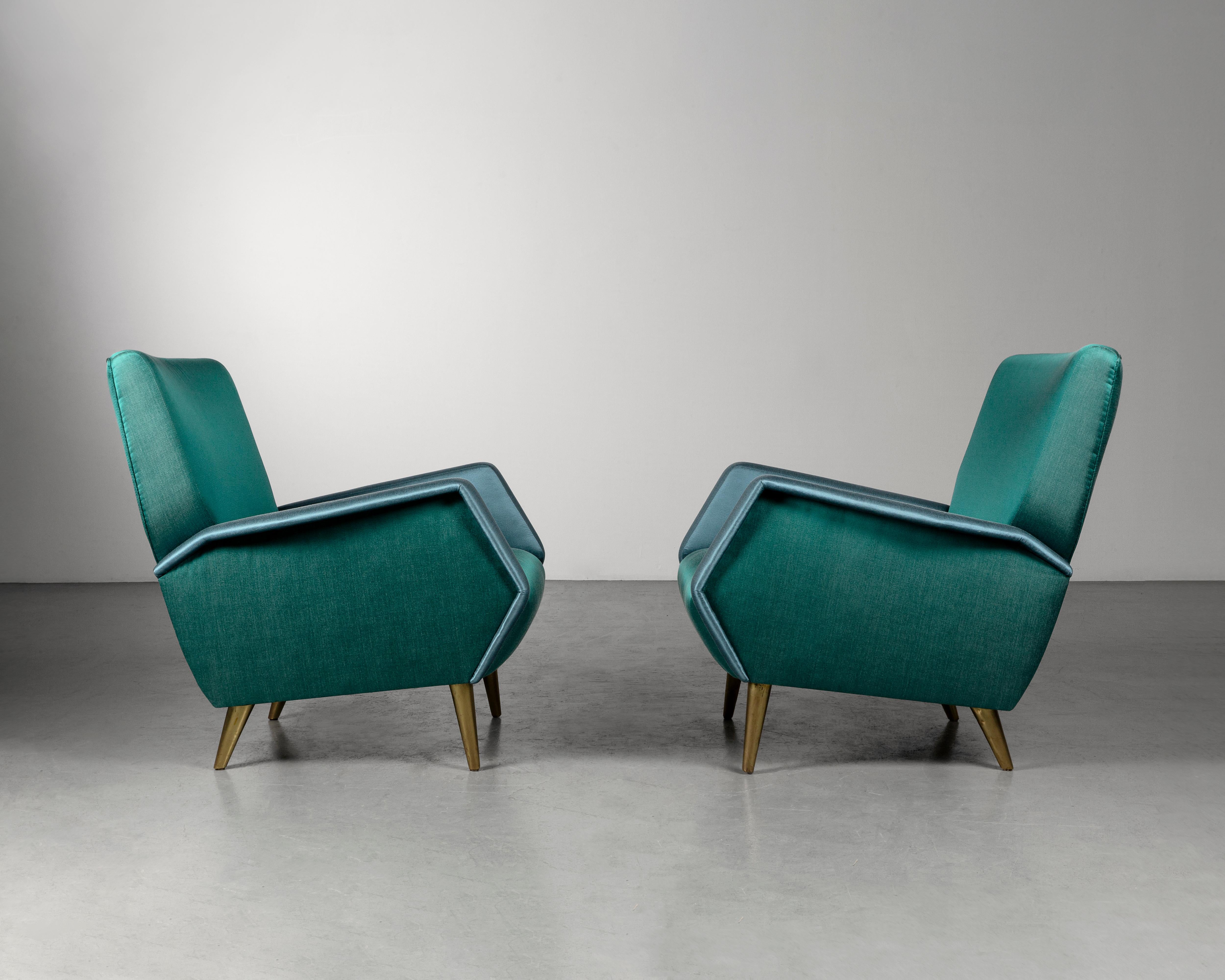 Milieu du XXe siècle Paire de fauteuils vintage Gio Ponti et Cassina, milieu du siècle 1955, Mod.803 en vente