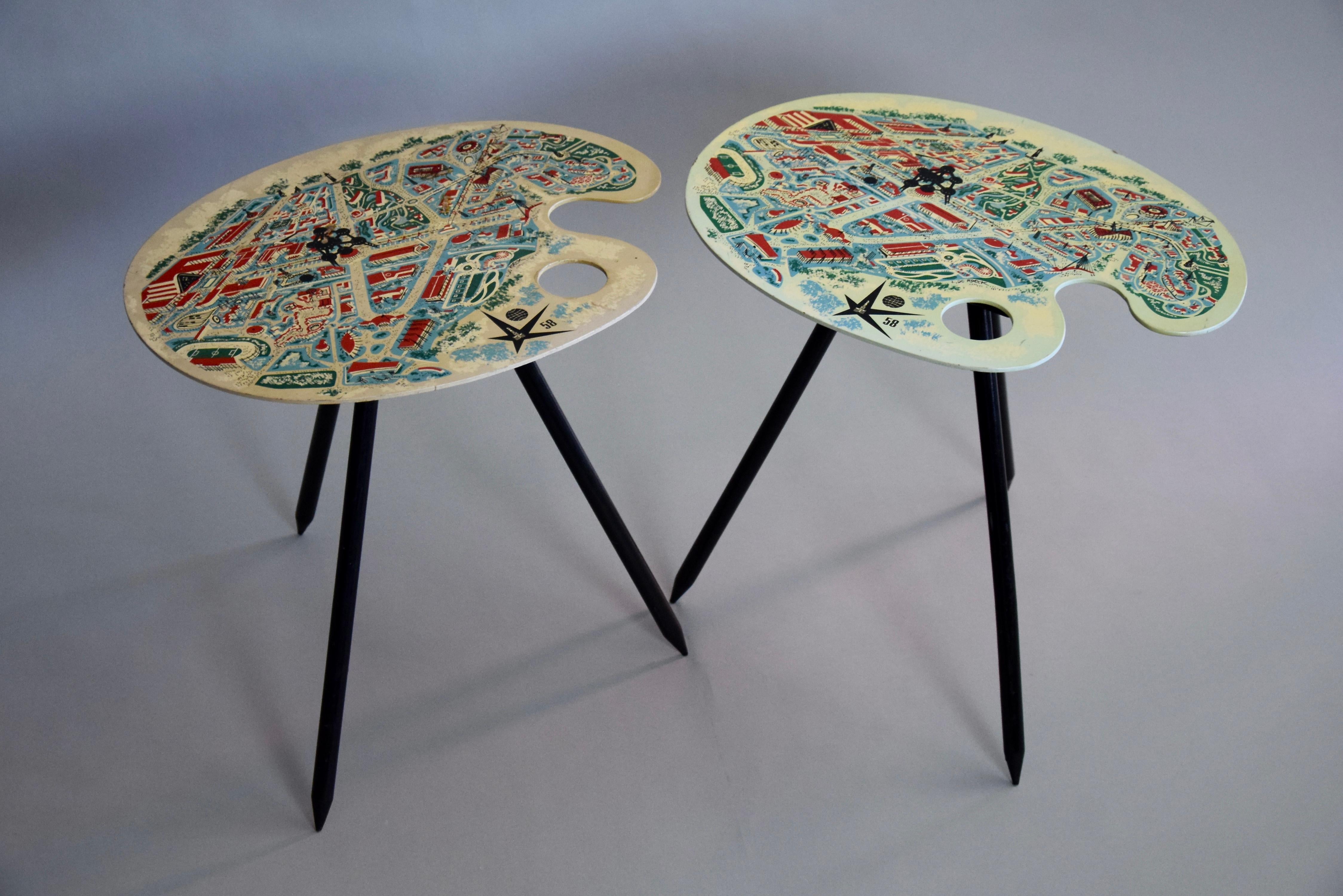 Mid Century 1958 Bruxelles World Expo Souvenir Side Table For Sale 4