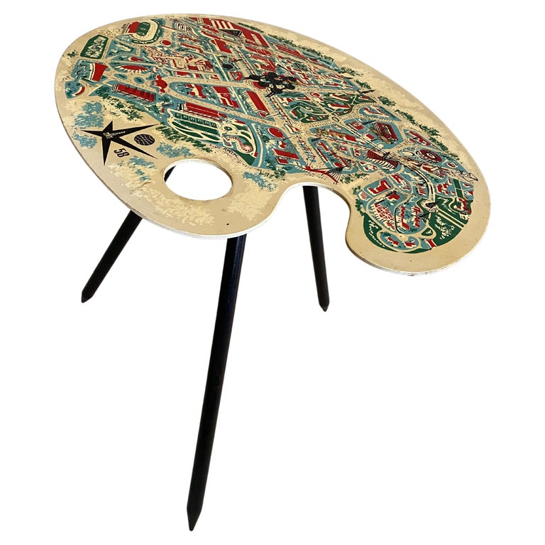 Mid Century 1958 Bruxelles World Expo Souvenir Side Table For Sale at 1stDibs