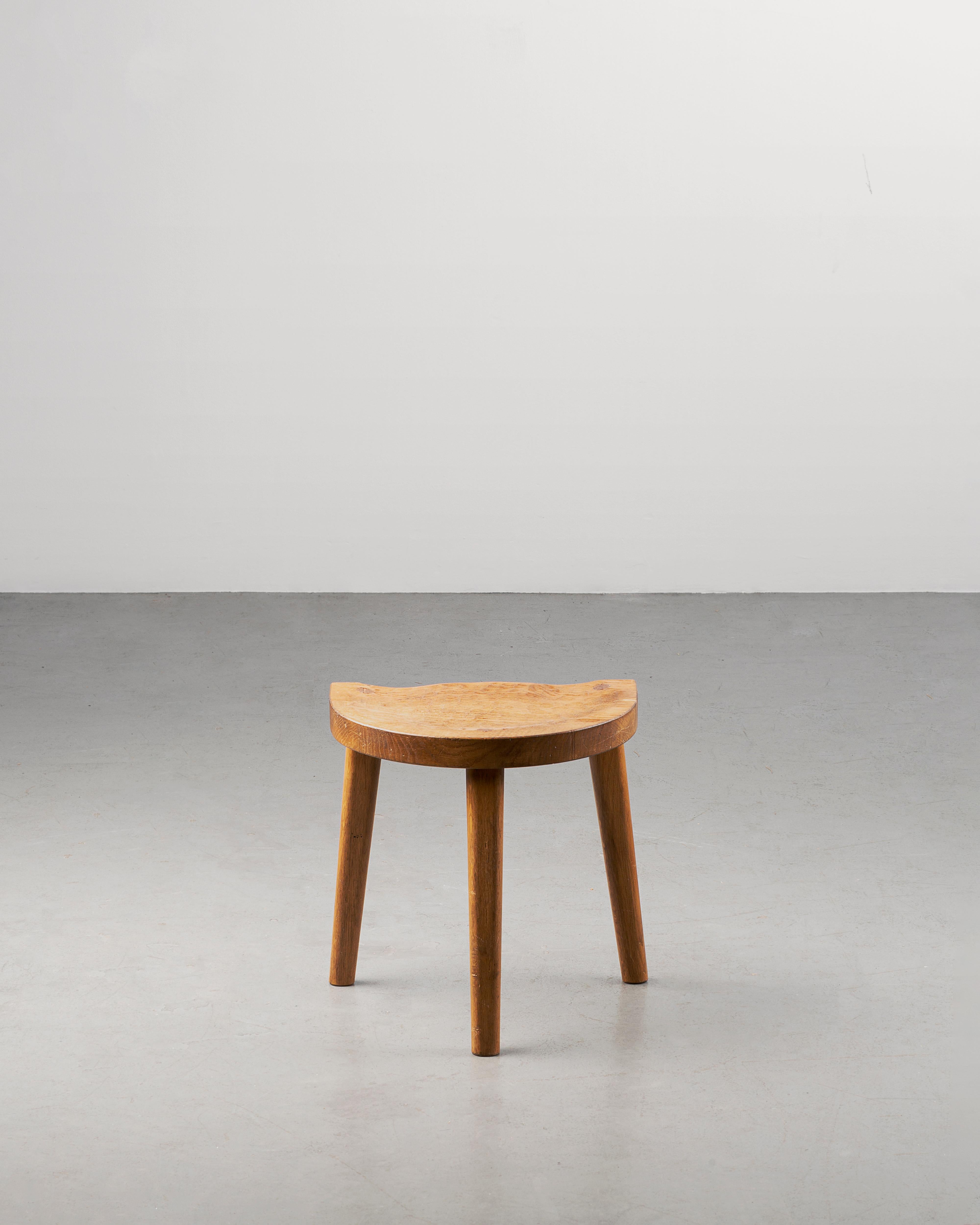 Oak Mid-Century 1958 Vintage Jean Touret Stool For Sale