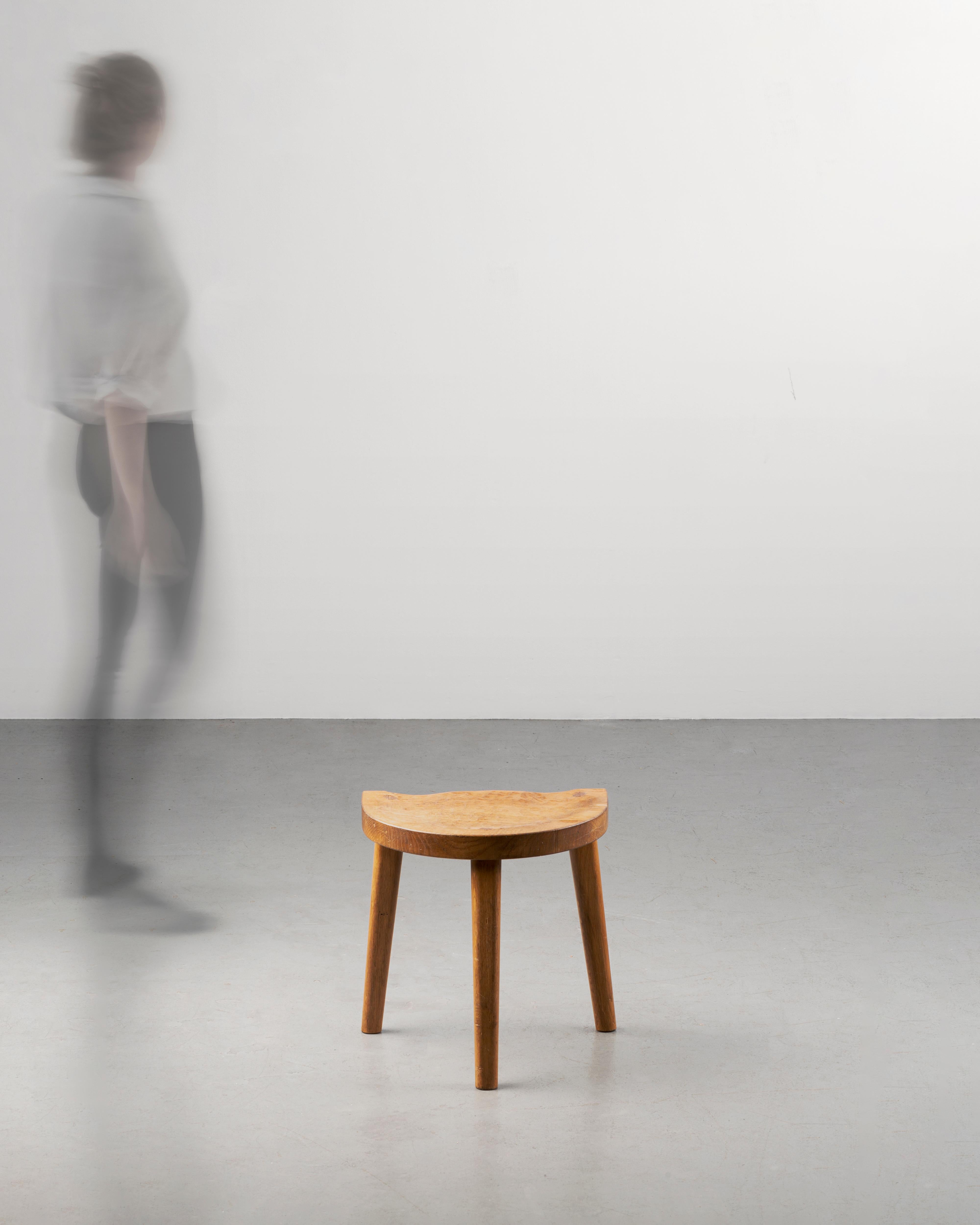 Mid-Century 1958 Vintage Jean Touret Stool For Sale 1