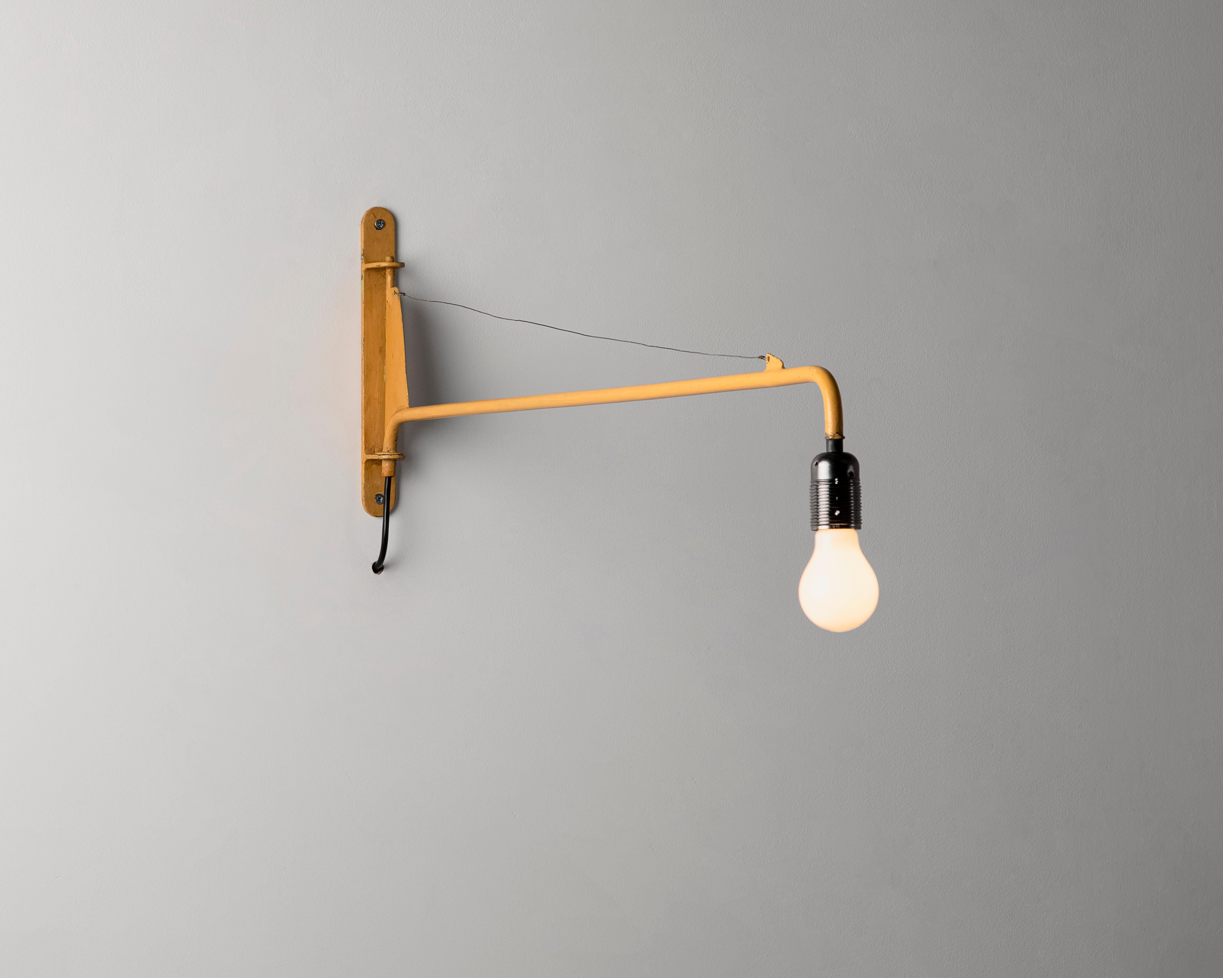 Metal Mid-Century 1959 Vintage Jean Prouvé 'Petite Potence' Wall Lamp (Yellow) For Sale