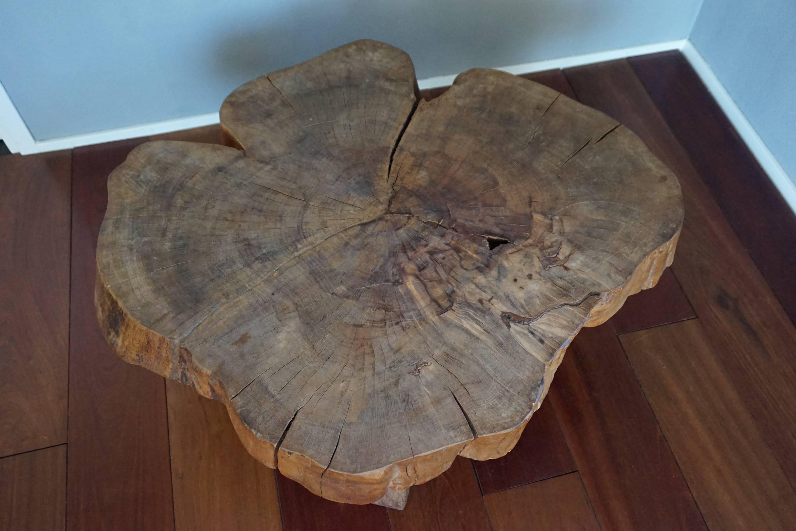 Organic Modern Midcentury, 1960-1970 Organically Stylish Walnut Wooden Tree Trunk Coffee Table