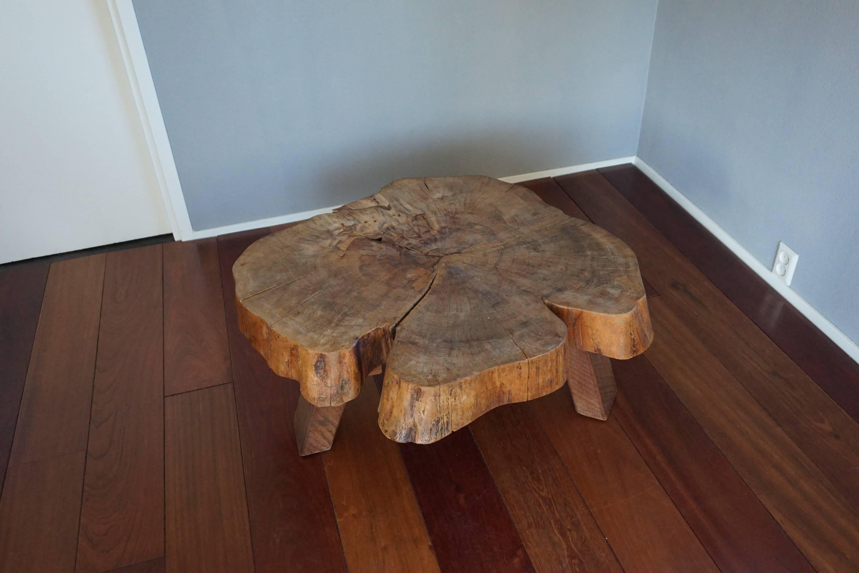 European Midcentury, 1960-1970 Organically Stylish Walnut Wooden Tree Trunk Coffee Table