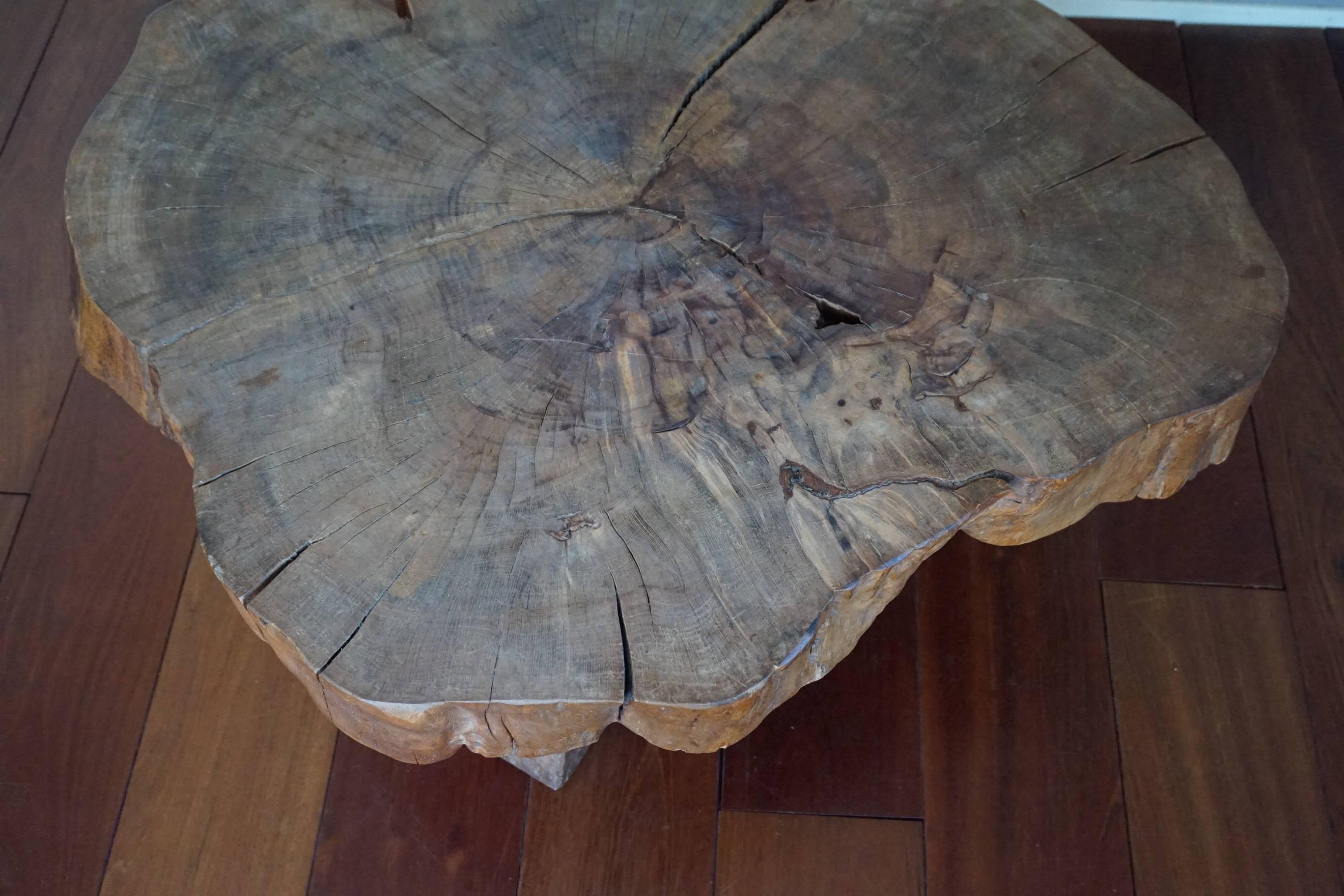 Hand-Crafted Midcentury, 1960-1970 Organically Stylish Walnut Wooden Tree Trunk Coffee Table