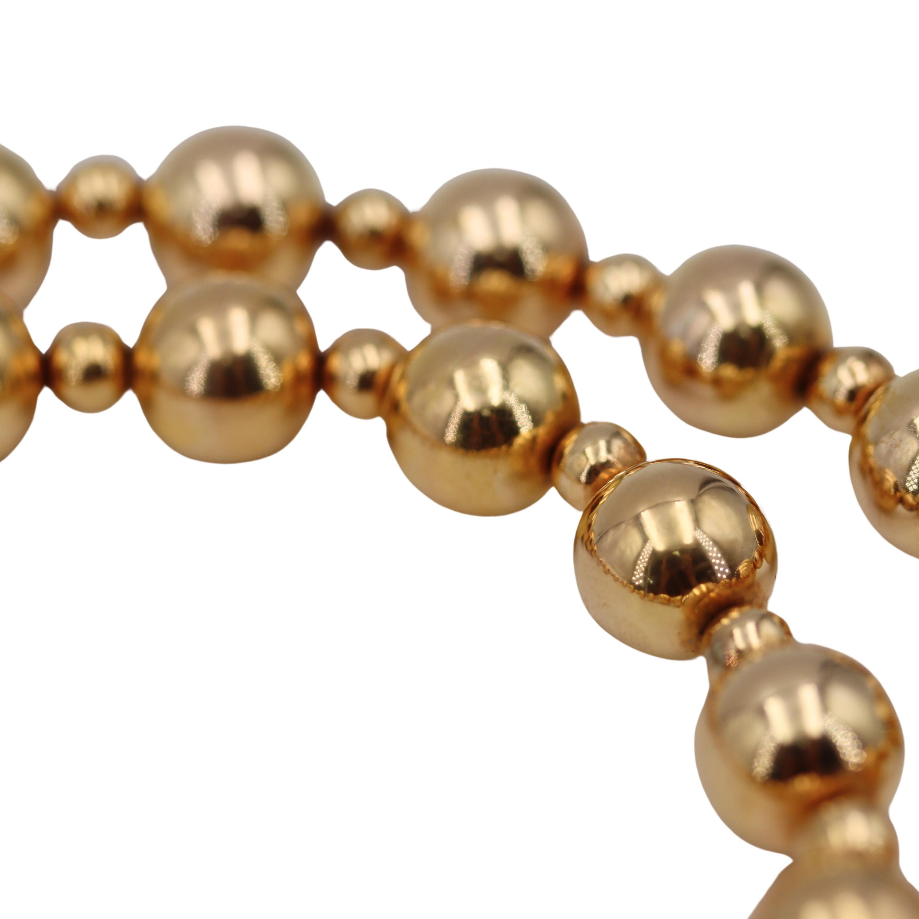 Chaîne collier boules du milieu du siècle 1960 en or jaune 18 carats Unisexe en vente