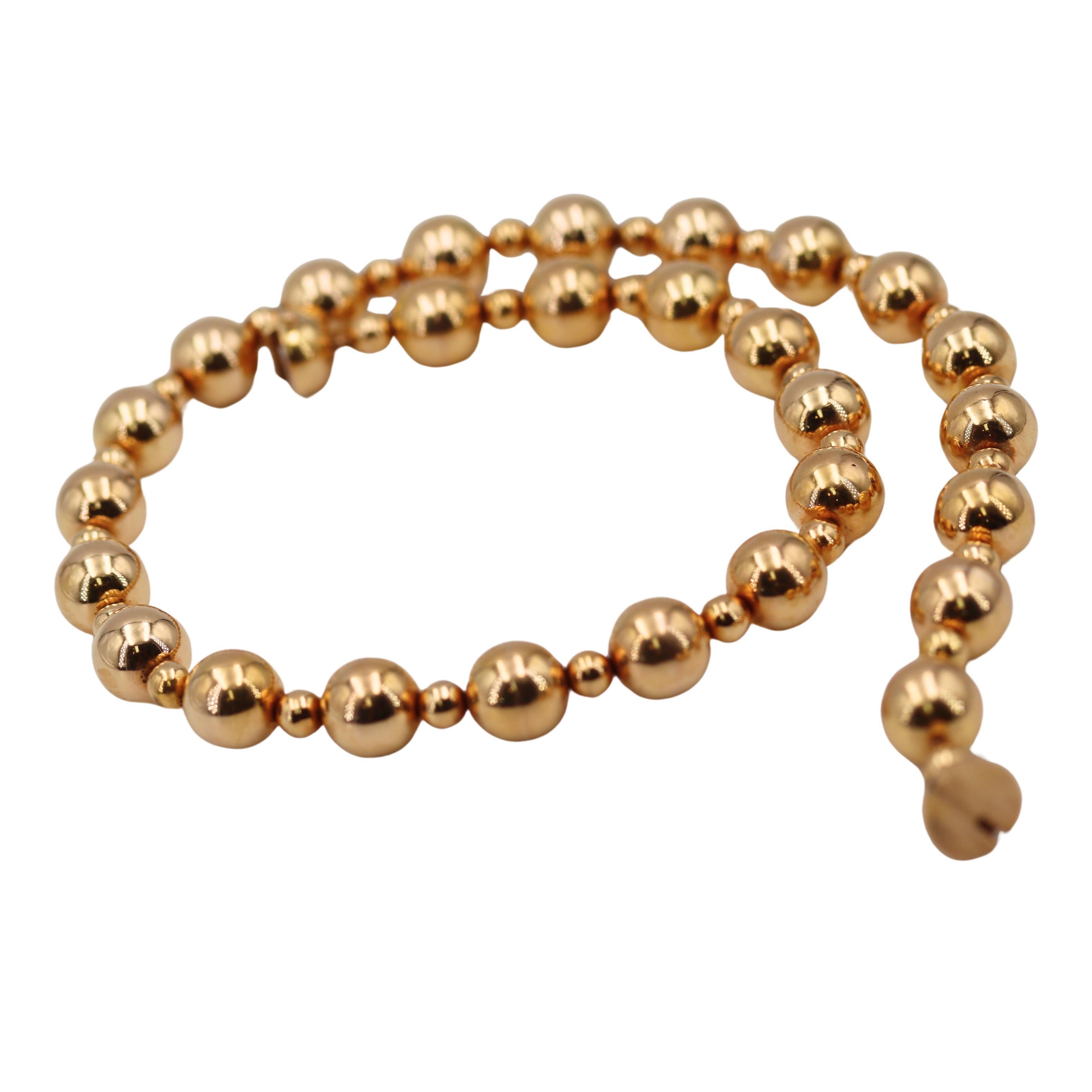 Chaîne collier boules du milieu du siècle 1960 en or jaune 18 carats en vente 1