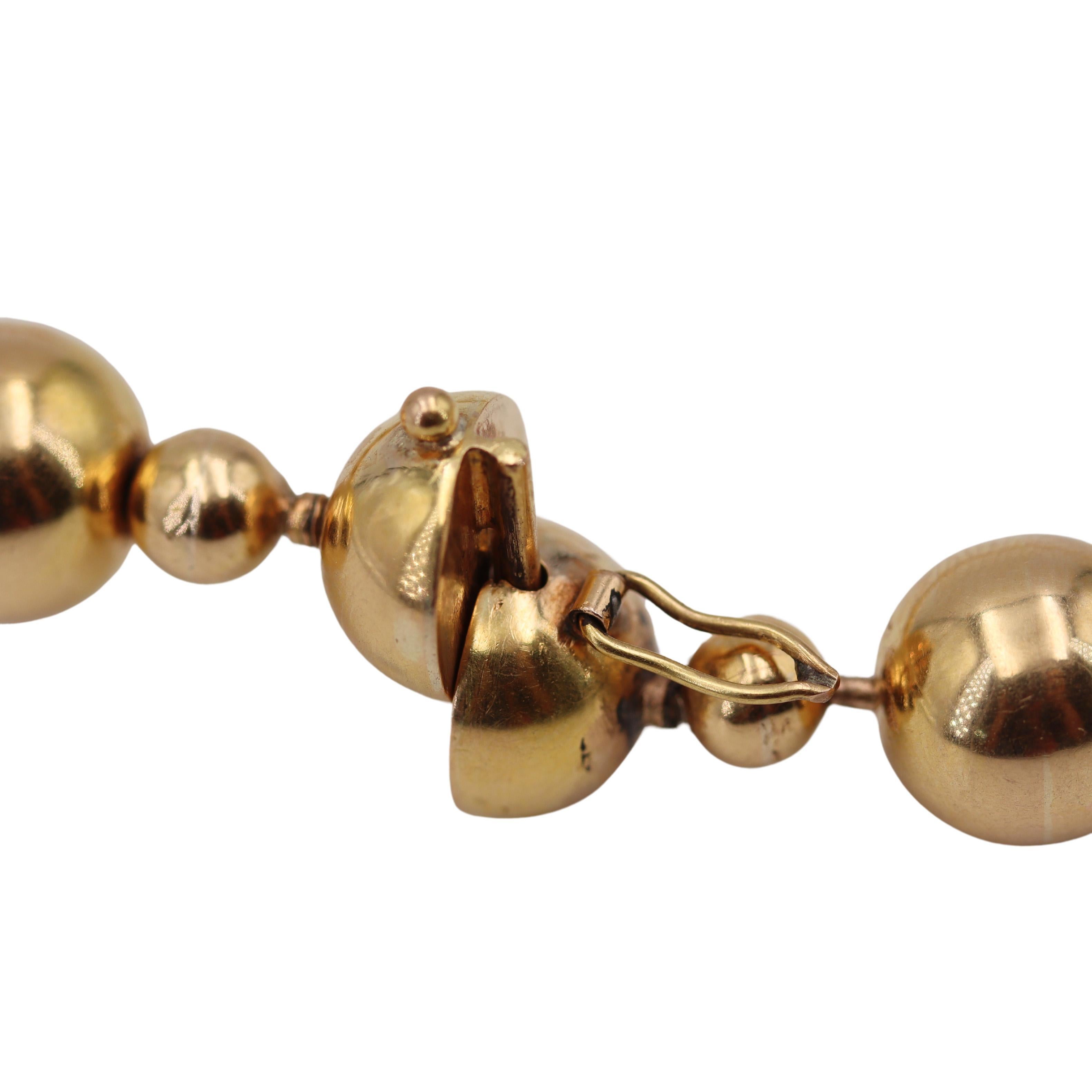 Chaîne collier boules du milieu du siècle 1960 en or jaune 18 carats en vente 4