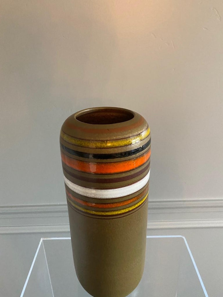 Mid-Century Modern Midcentury 1960 Rosenthal Netter Striped Ceramic Vase for Bitossi, Italy For Sale