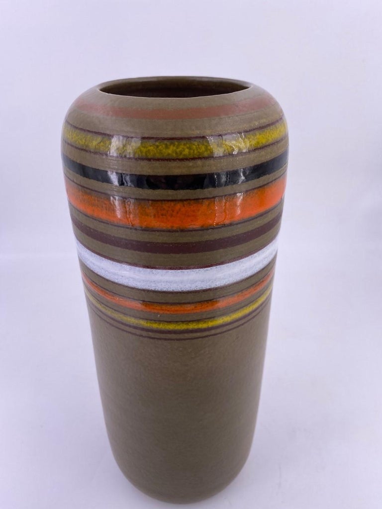 Mid-20th Century Midcentury 1960 Rosenthal Netter Striped Ceramic Vase for Bitossi, Italy For Sale