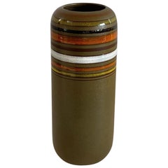 Retro Midcentury 1960 Rosenthal Netter Striped Ceramic Vase for Bitossi, Italy