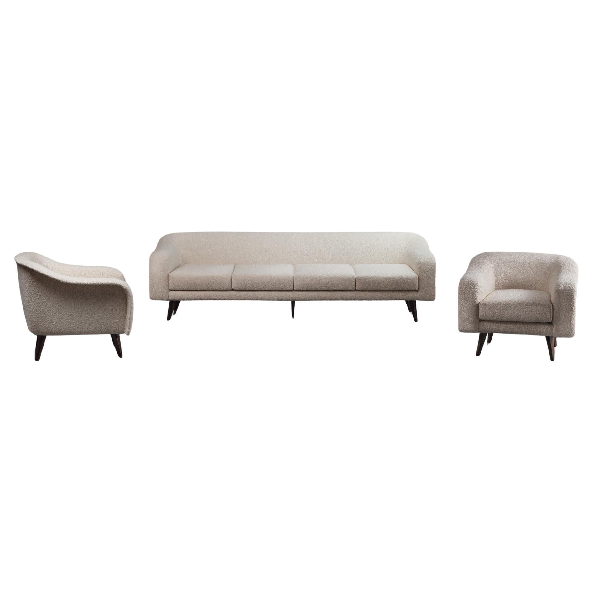 Mid-Century 1960 Vintage Joaquim Tenreiro Curva Lounge Set For Sale