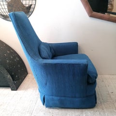 Fauteuil bleu à dossier haut style Adrian Pearsall des années 1960/70 sur roulettes