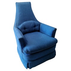 Mid century 1960s / 70s Adrian Pearsall style high-back blue armchair on casters