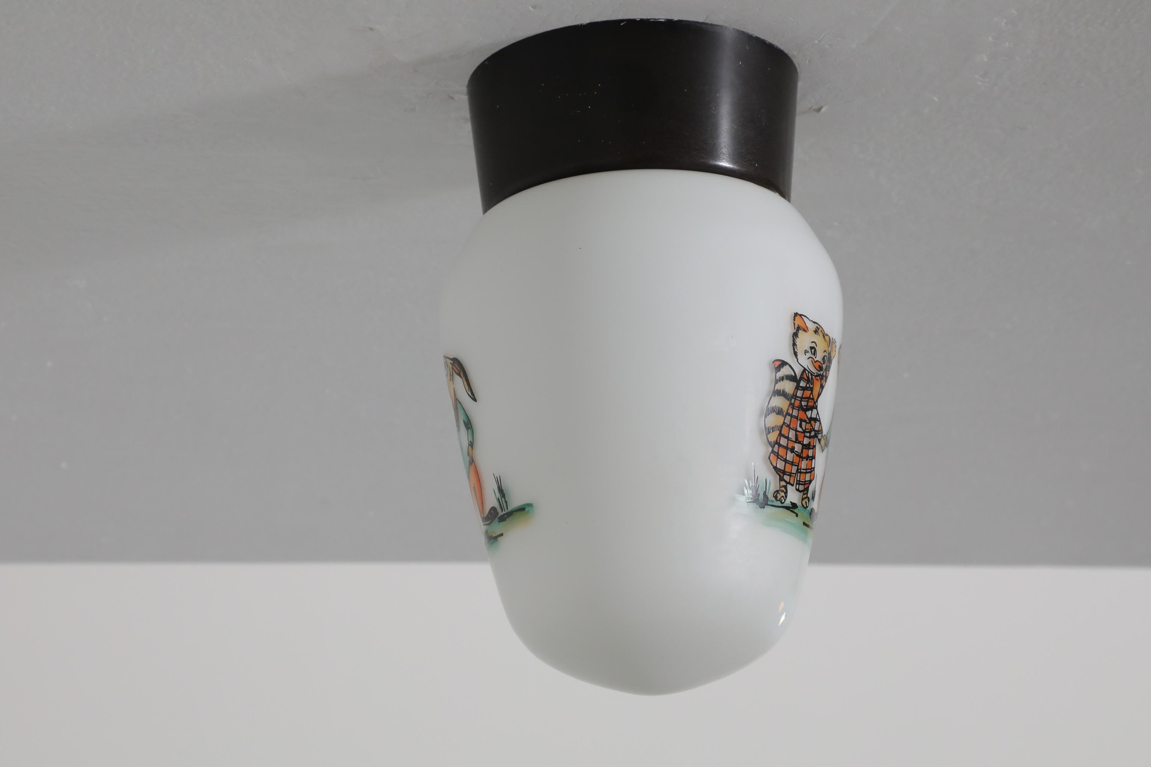 Mid-20th Century Mid-Century, 1960's Bo-Niko ceiling lamp with cartoon animal print, Belgium. For Sale
