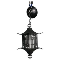 Vintage Mid Century 1960s Chinoiserie Chinese Pagoda Hanging Lantern Pendant Light