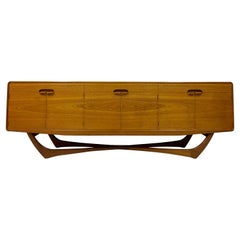 Mid Century 1960s Cross Base Teak Sideboard Crededenza by Beithcraft