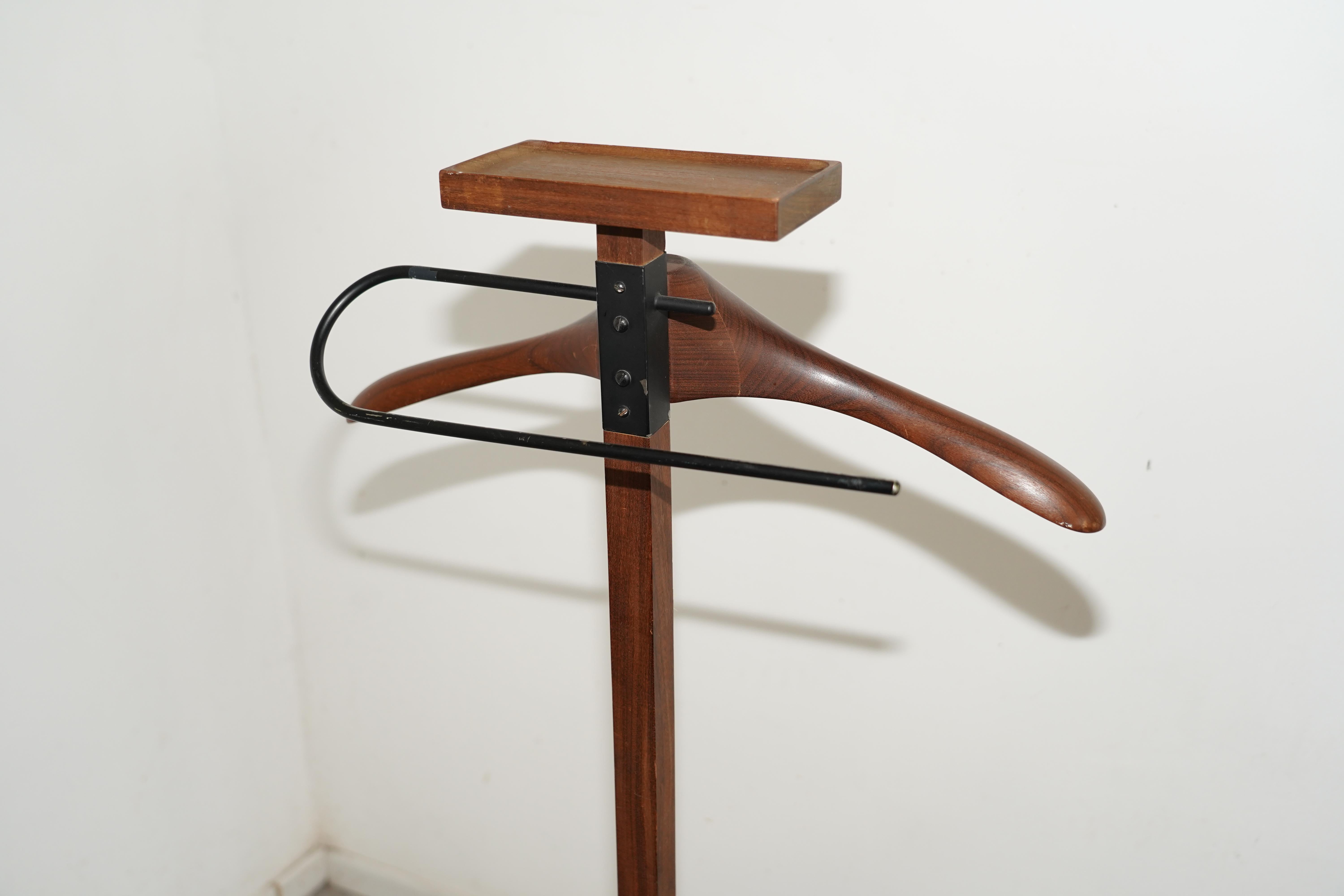 Mid-Century Modern Mid Century 1960s Danish Modern Teak & Metal Standing Valet Pants Jacket