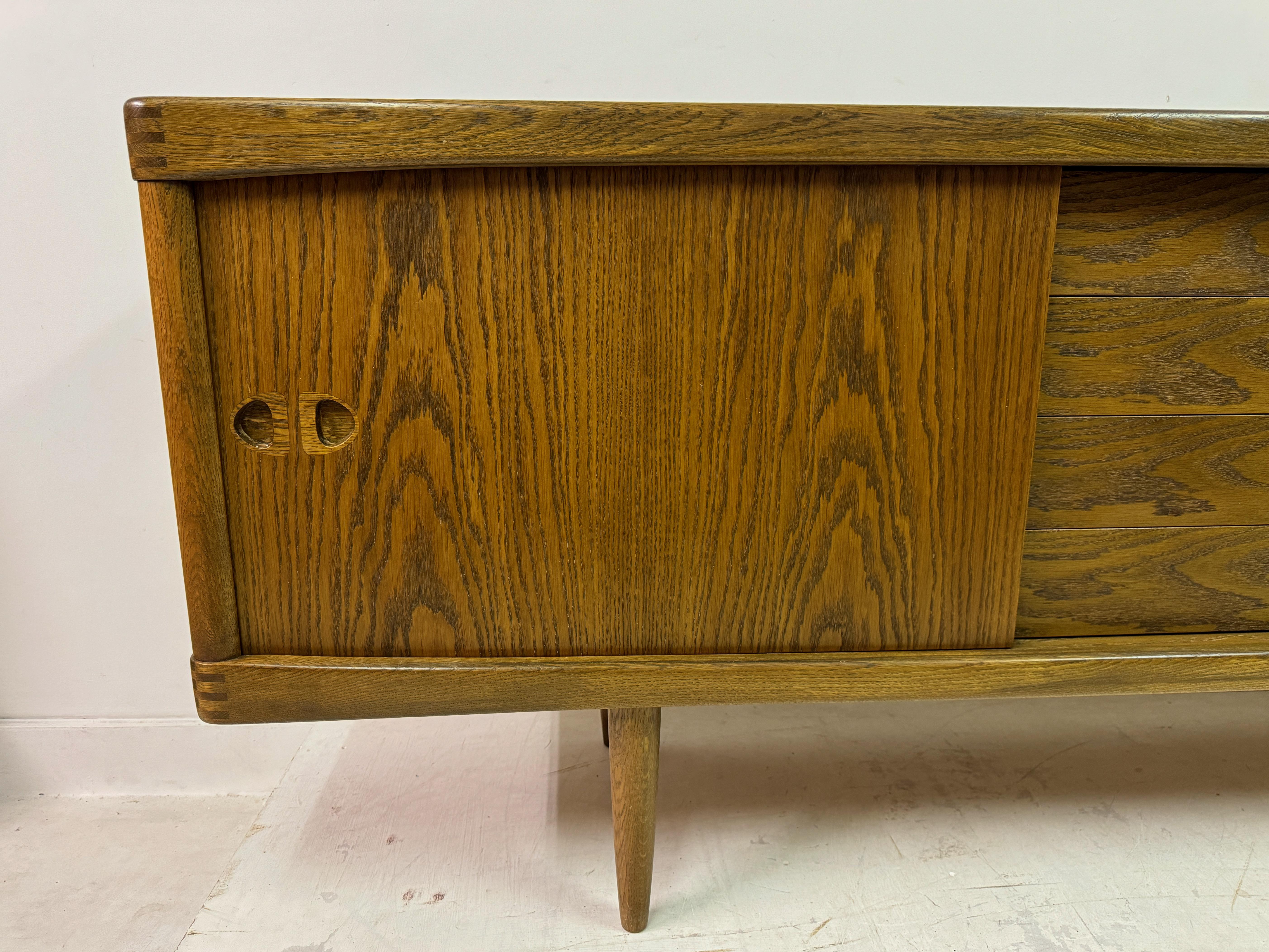 Mid Century 1960s Danish Oak Sideboard by H.W Klein for Bramin 1