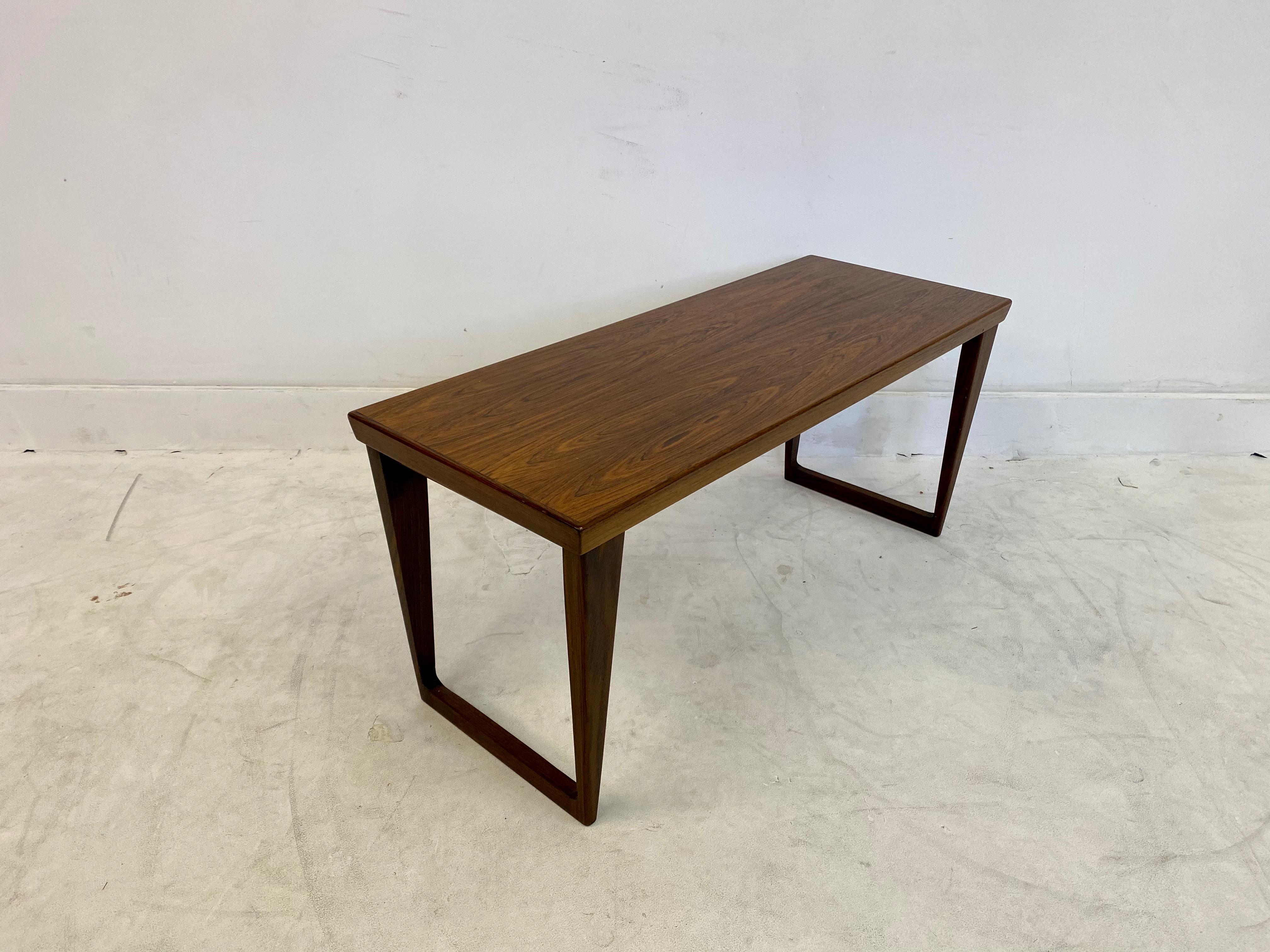 Rosewood hall set

By Kai Kristensen

Manufactured by Aksel Kjersgaard Odder

Mirror, bench and two drawer chest

Model numbers 35, 32 and 14

Mirror with visible joints and dowels at the edges

Measures: Drawers 19 H x 40.5 W x 31 D