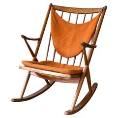 Fauteuil à bascule en teck danois Frank Reenskaug pour Bramin Mobler du milieu des années 1960