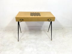 Midcentury 1960s Italian Desk with Chess Board Print