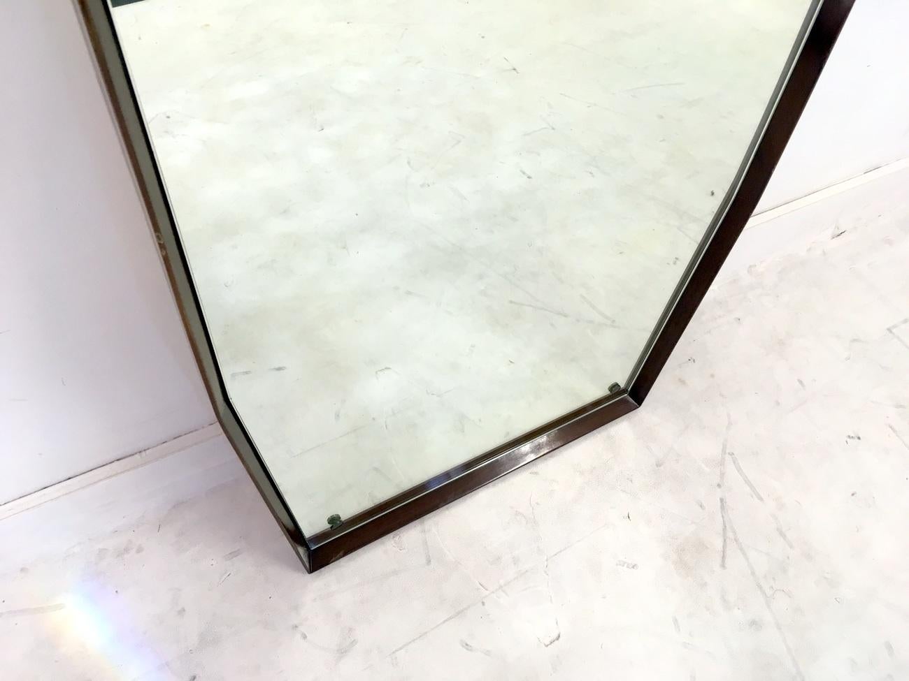 Mid-Century Modern Midcentury 1960s Italian Octagonal Wooden Mirror